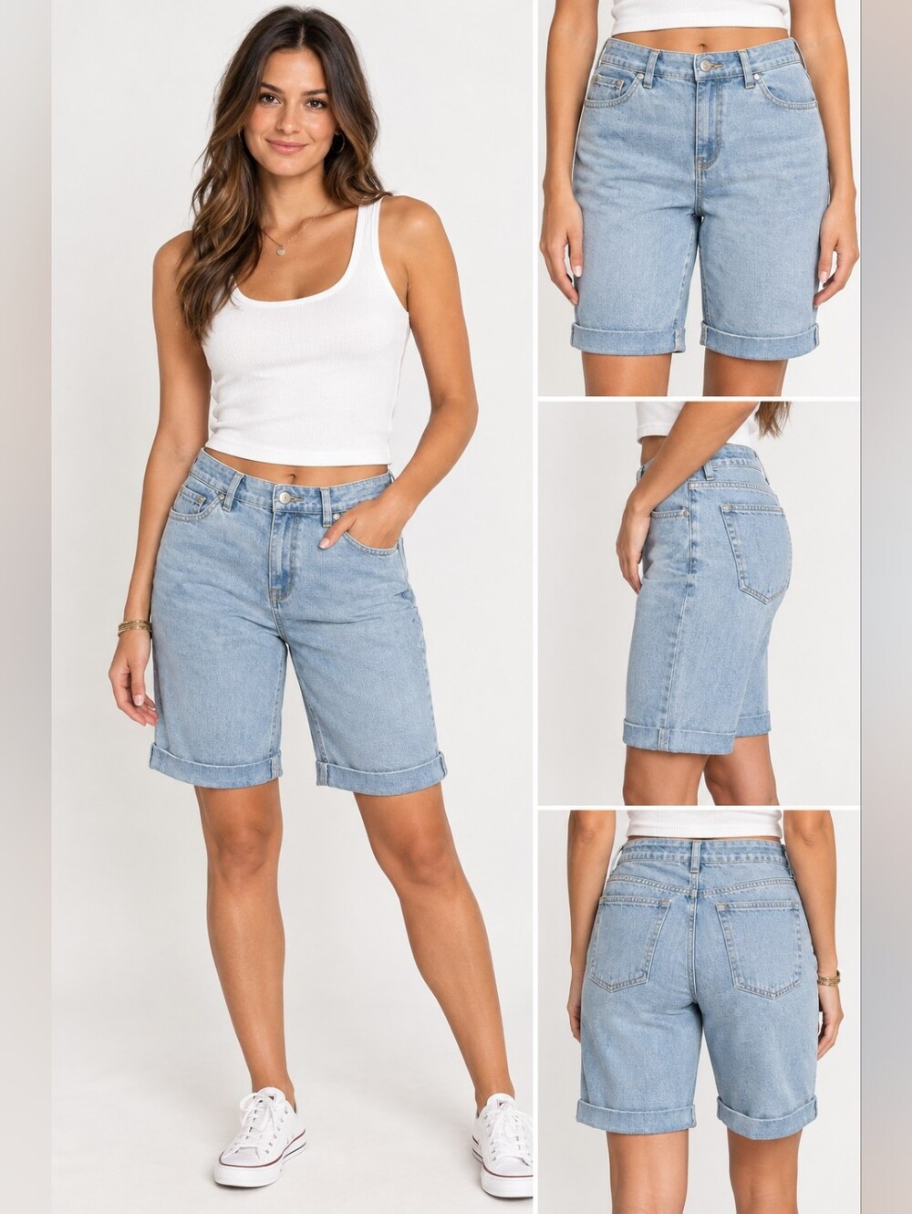 Bill Blass Jeanswear Vintage Bermuda Denim Shorts Size 10 Light Wash Blue Jorts